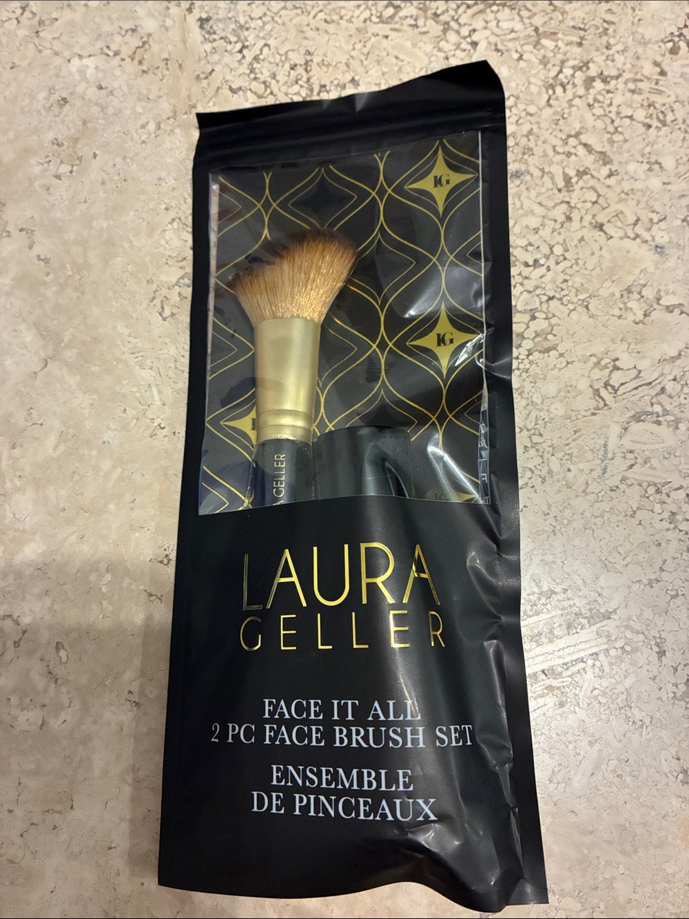 Laura Geller Gold and Black 2-Piece Face Brush Set